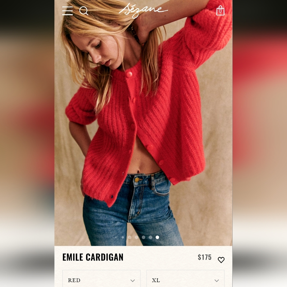 Sézane Red Emile Cardigan